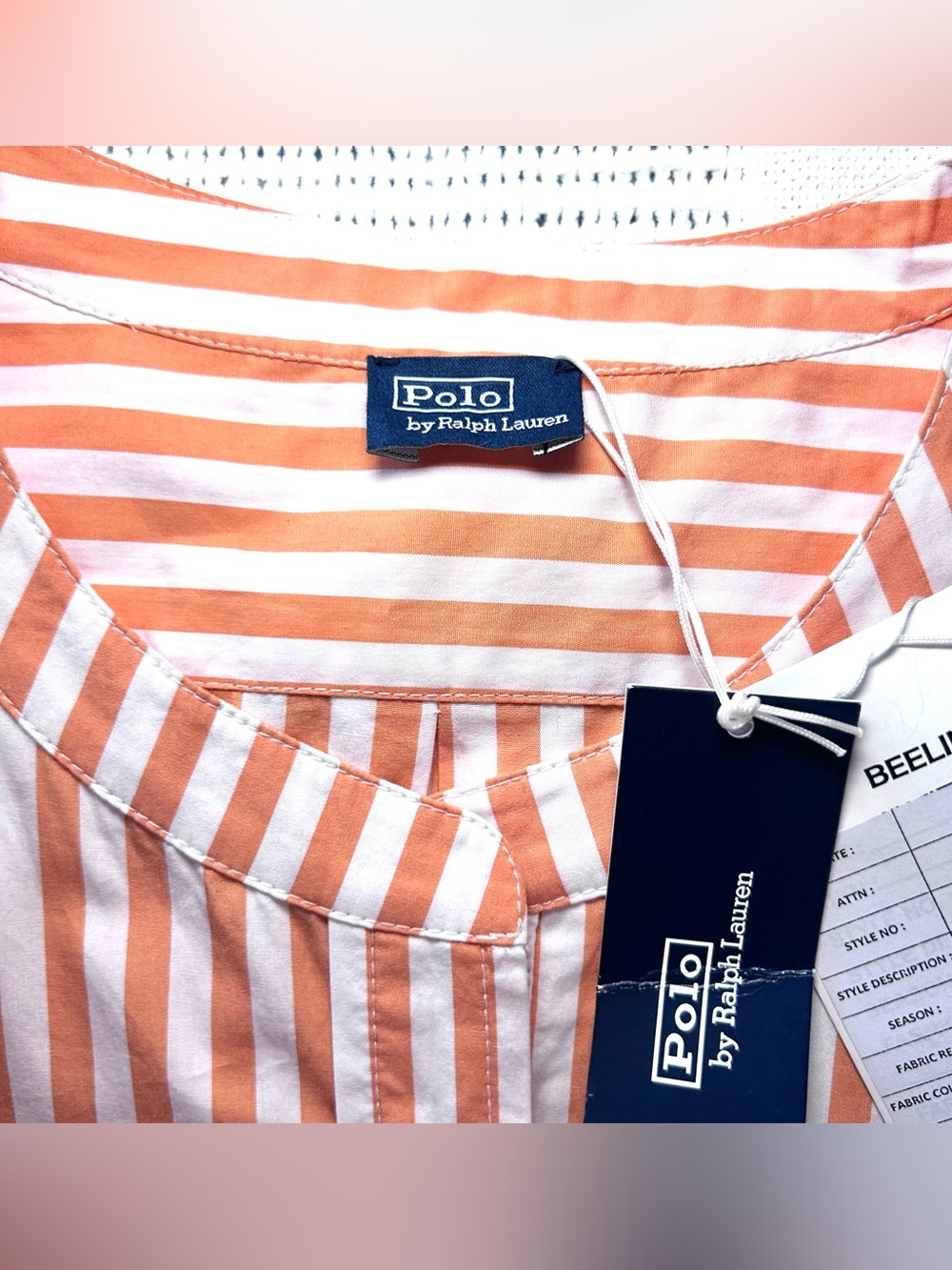 Polo Ralph Lauren Sample Orange Stripe Women’s Large Tunic Shirtdress Cotton - Picture 7 of 11